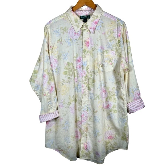 RALPH LAUREN Vintage Cottage Floral Embroidered Button Down Nightgown - Picture 6 of 6